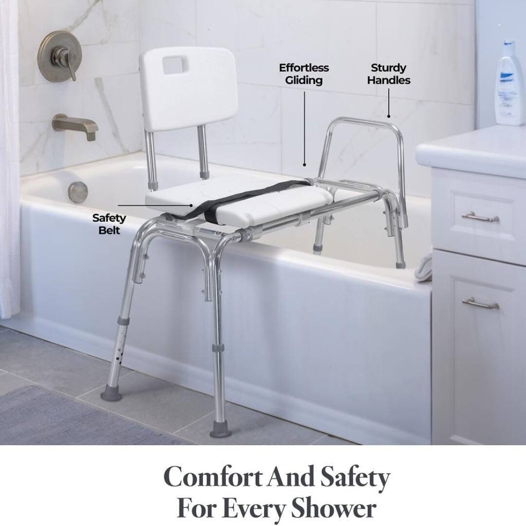 Effortless Gliding  
Sturdy Handles  
Safety Belt  

Comfort And Safety For Every Shower
