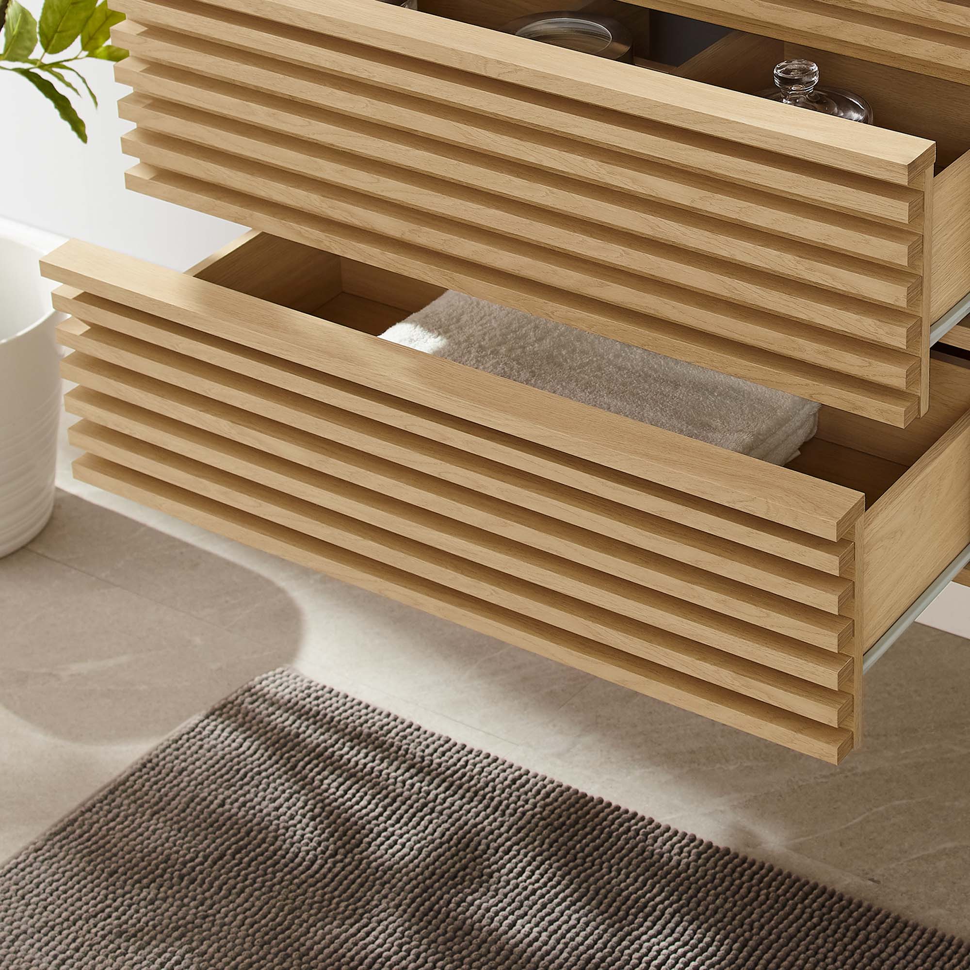 Back. Modway - Render Wall-Mount Bathroom Cabinet Basin Not Included - Oak.