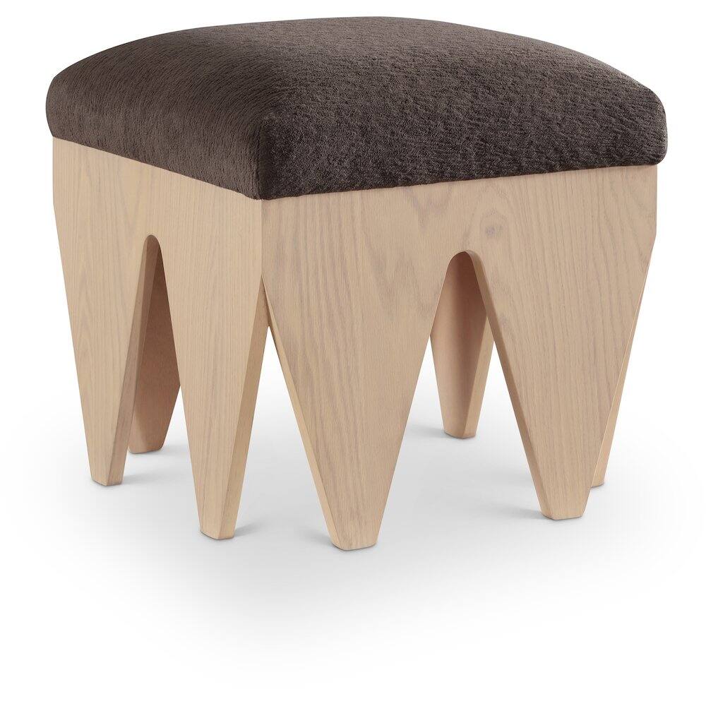 Front. Meridian Furniture - Altair Brown Velour Fur Fabric Bench - Brown.