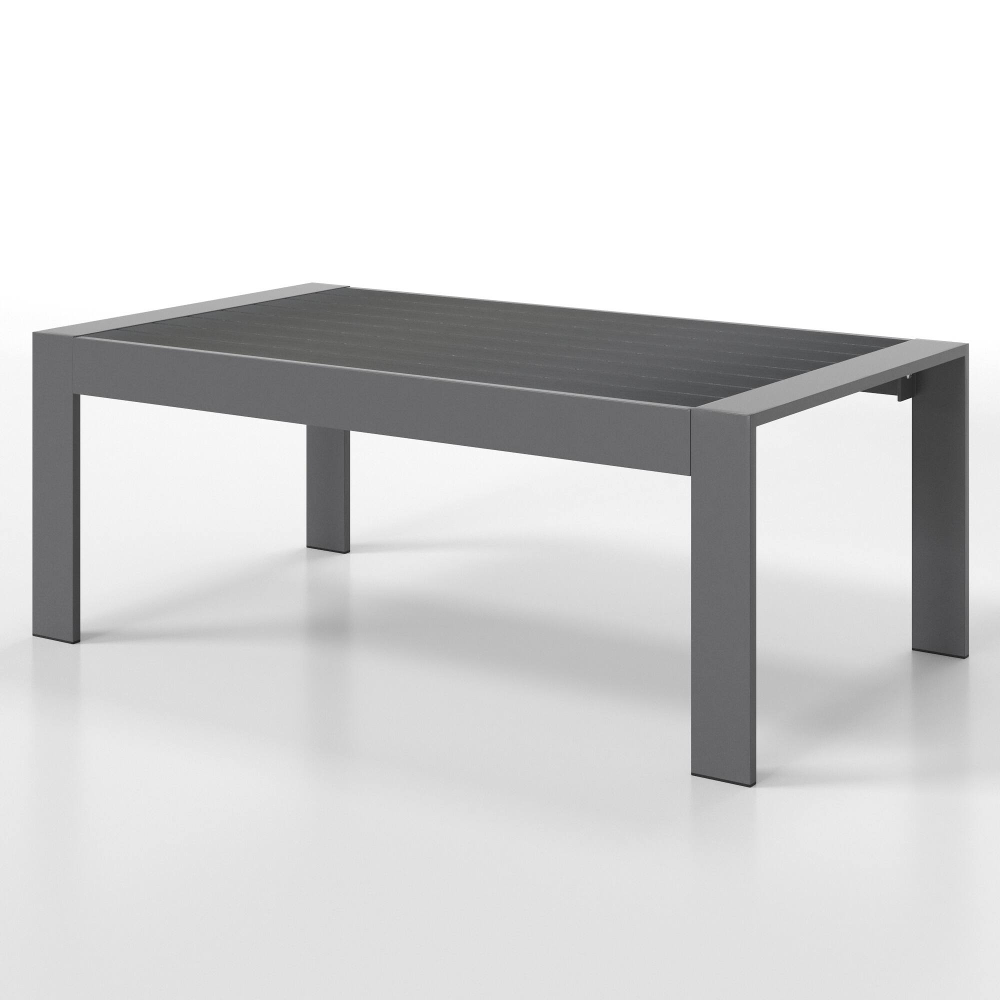Angle. APRILSOUL - All Weather Aluminum Outdoor Coffee Table Modern Rectangle Patio Gray - Gray.
