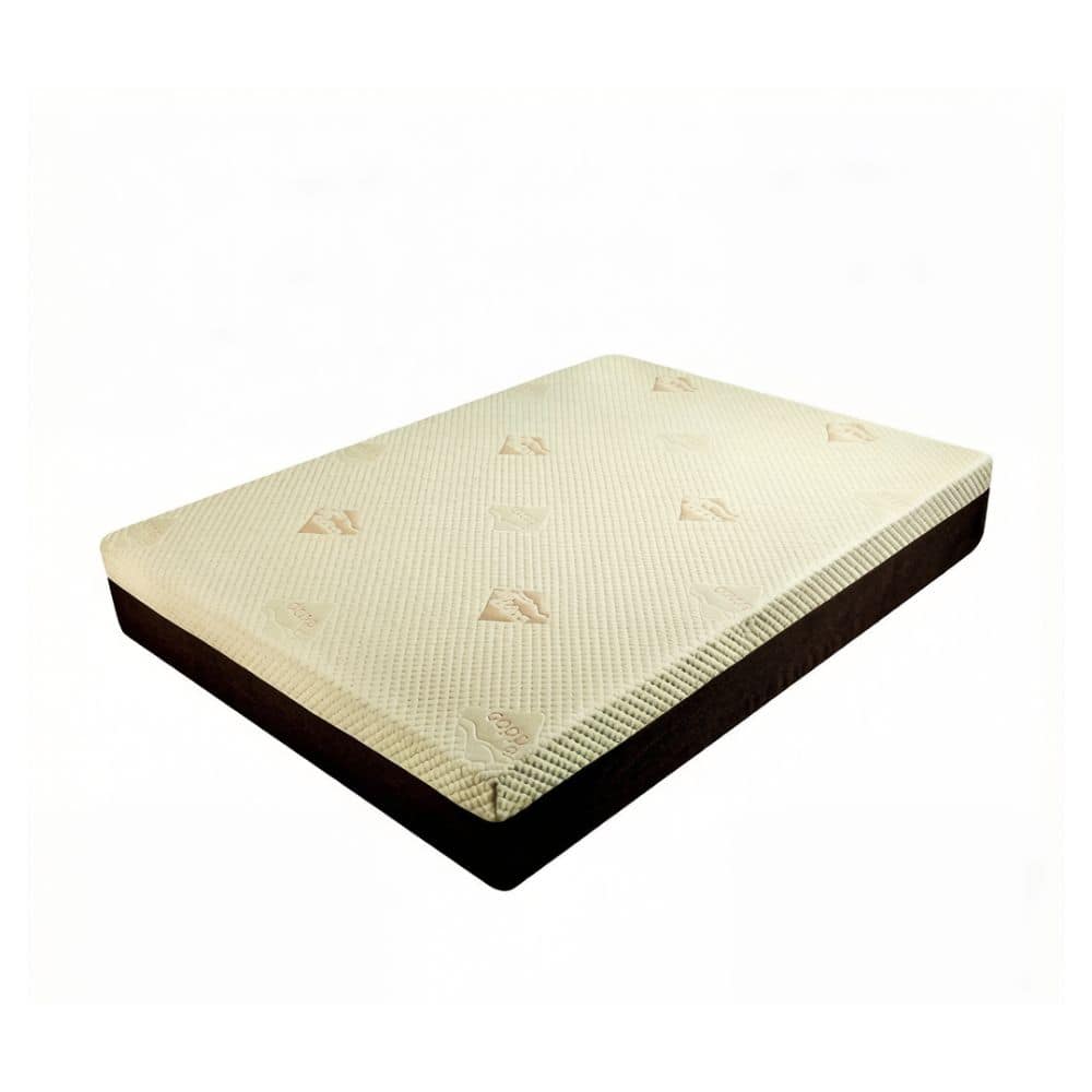 GOODSILO - 12-Inch Queen Size Copper Infused Cooling Gel Memory Foam Mattress with Ergonomic Support and Breathable Design - Yellow+Grey