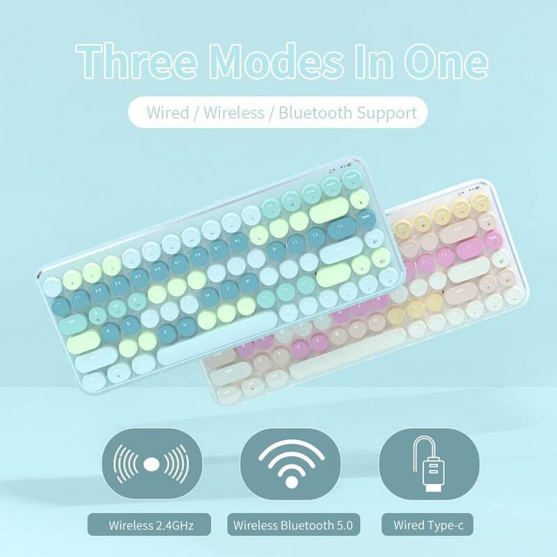 Three Modes In One  
Wired / Wireless / Bluetooth Support  

Wireless 2.4GHz  
Wireless Bluetooth 5.0  
Wired Type-c