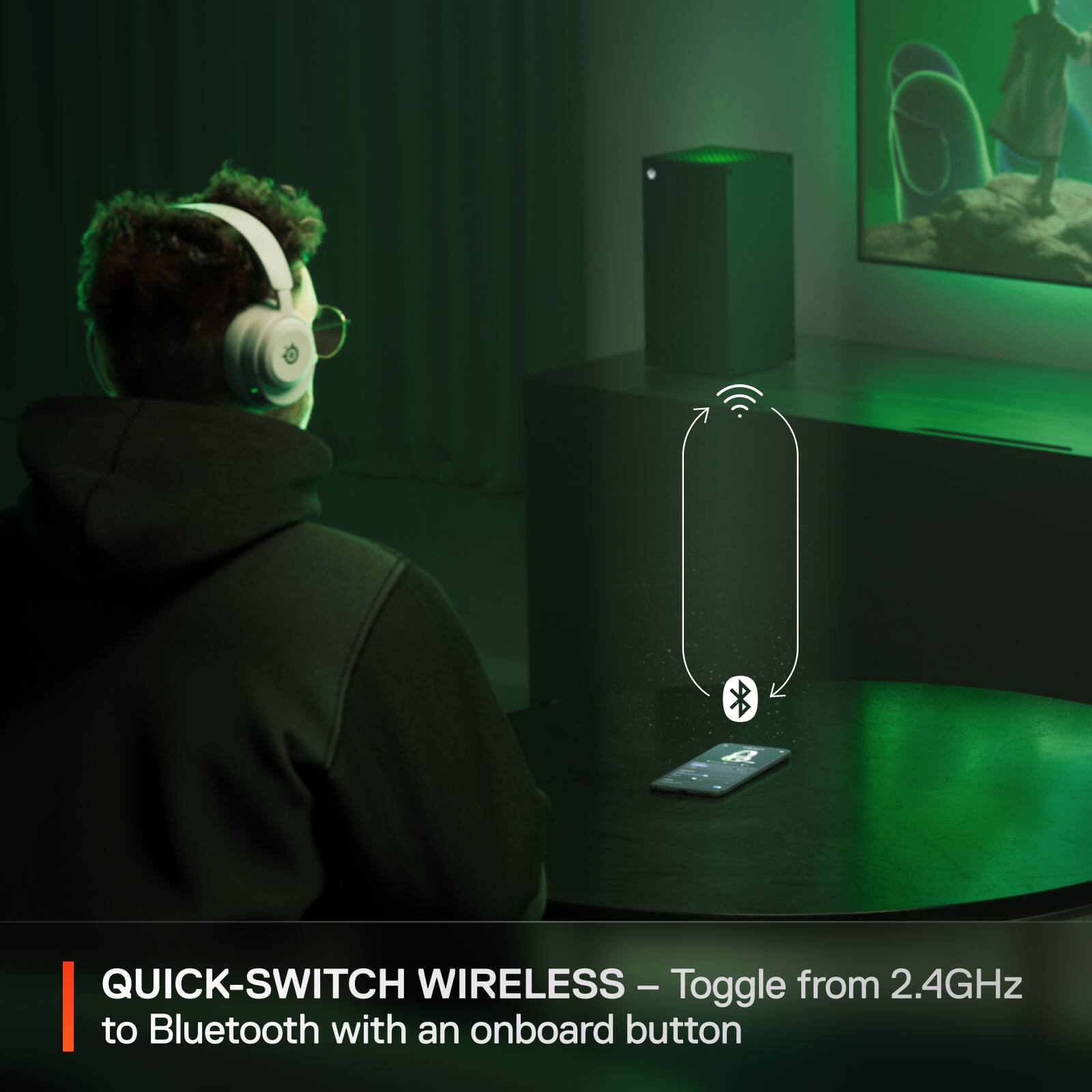 Quick-Switch Wireless - Toggle from 2.4GHz to Bluetooth with an onboard button.