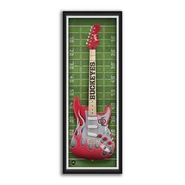 Sporticulture - Ohio State Buckeyes 14" x 37" Electric Guitar Framed Art Print - Red