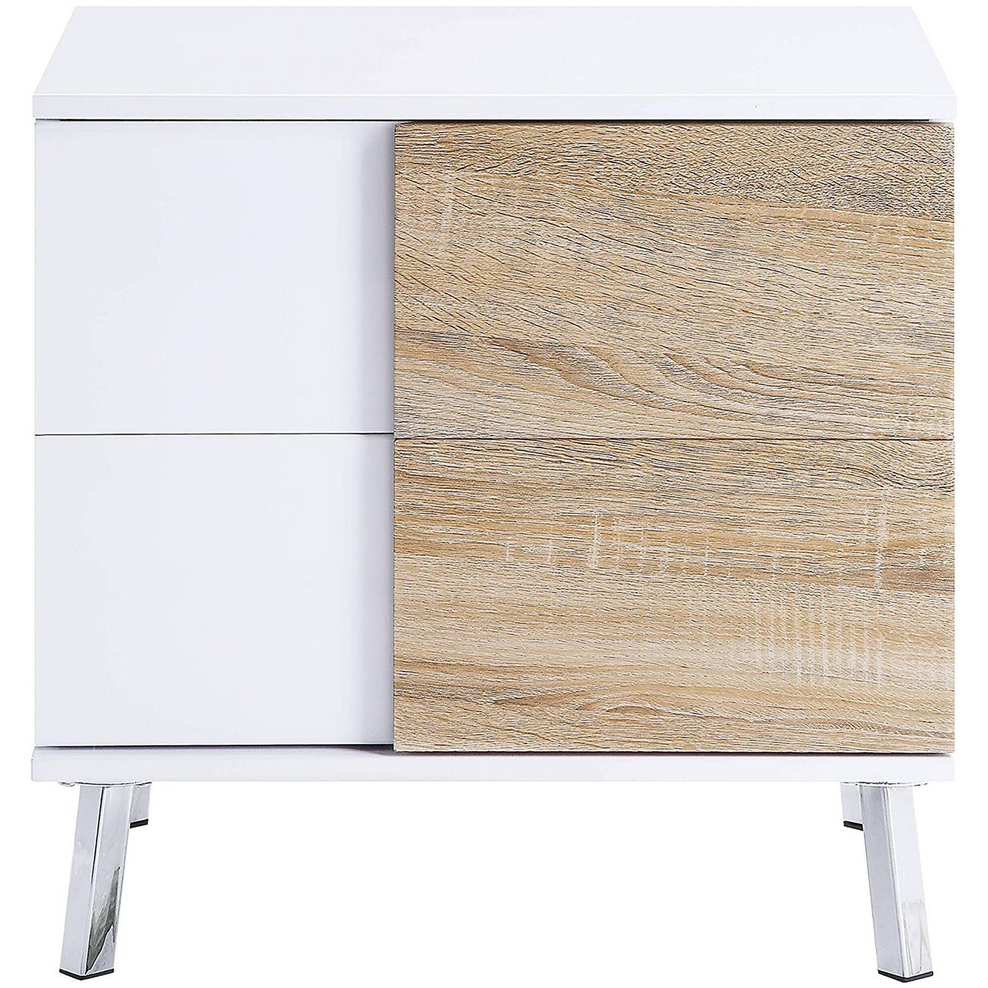 Alt View 1. Manhattan Lane - Transitional Wooden Dual Tone End Table with 2 Drawers - White.
