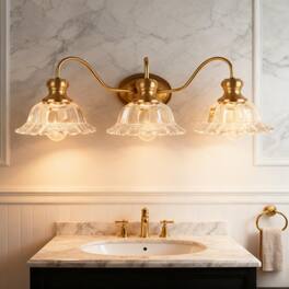 Earthley Blooms - s Bathroom Vanity Light Vintage Fixtures Matte Antique Brass Finish With Crystal Glass Shade Wall Sconces L - Bronze A-3-Light