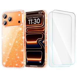 Entronix - iPhone 17 Pro Bundle - Glitter Case with 2 Screen Protectors - Clear