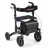 Front. Costway - Costway Rollator Walker for Seniors with Seat Mesh Backrest Spring Suspension Cane Holder - Purple + Black.