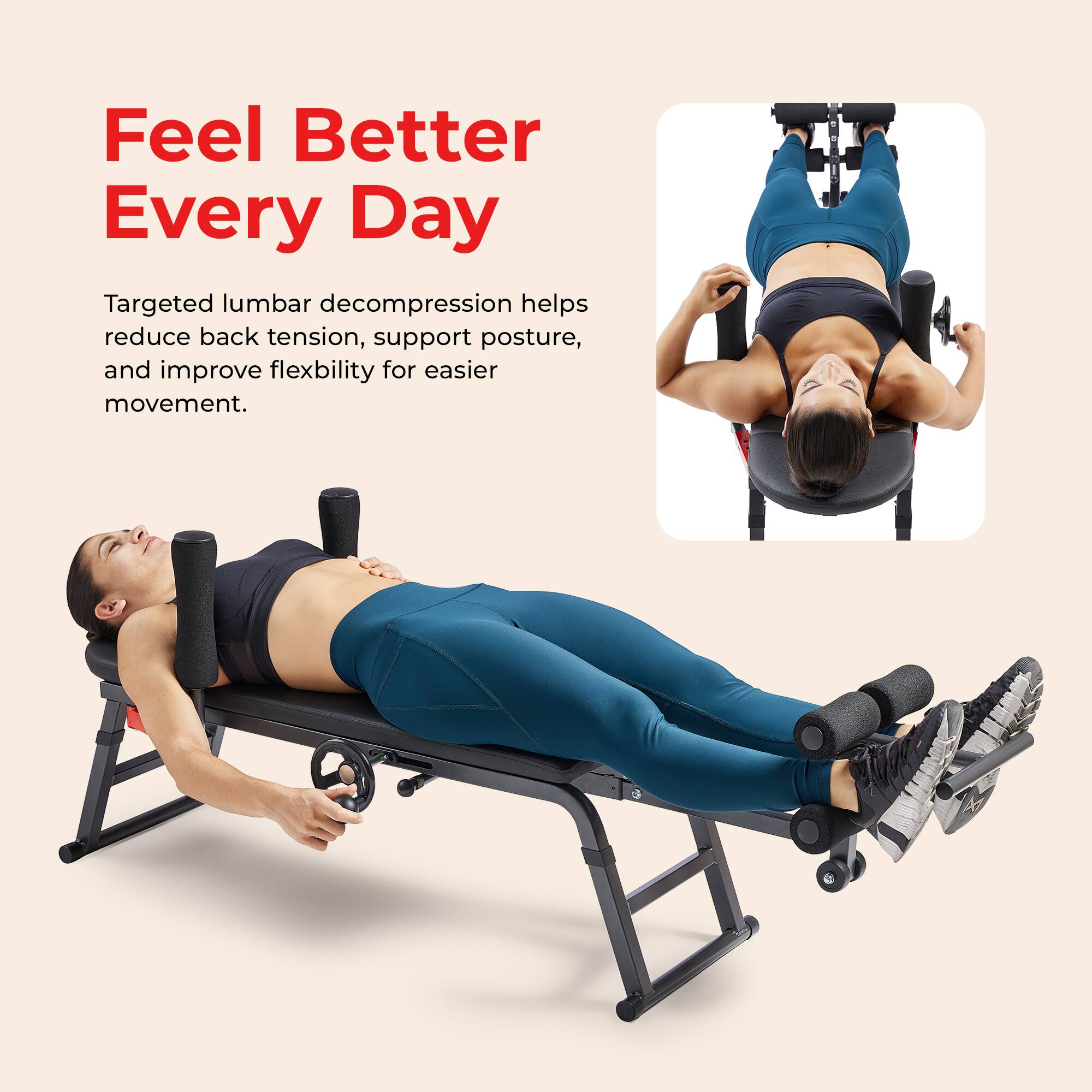 Feel Better Every Day

Targeted lumbar decompression helps reduce back tension, support posture, and improve flexibility for easier movement.