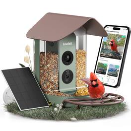 Kiwibit - Beako™ Smart Bird Feeder with Camera No Subscription, Lifetime AI Feature Included, Solar Panel - 4K Video Live Stream - Green
