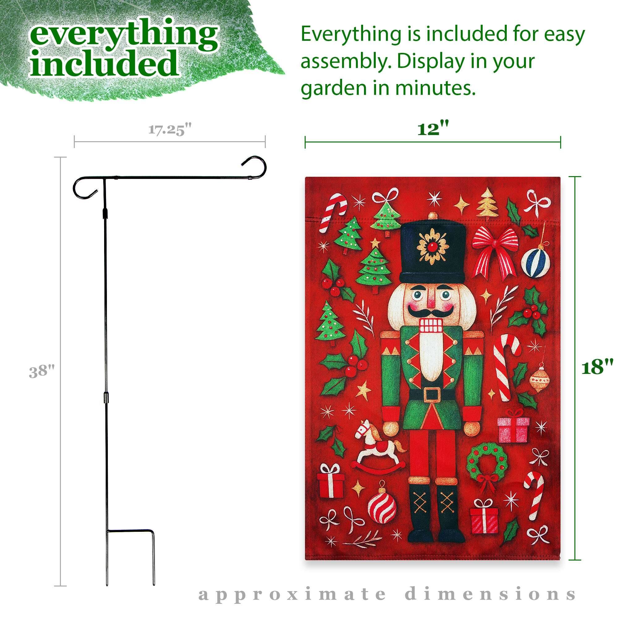 Everything is included for easy assembly. Display in your garden in minutes.

17.25"
12"
38"
18"

approximate dimensions