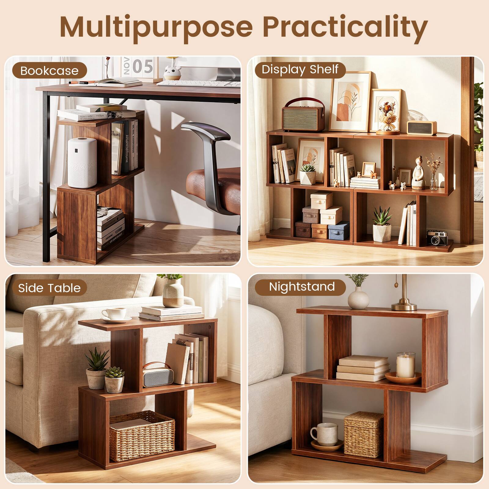 Multipurpose Practicality Bookcase NOV 05 Display Shelf

COMPORTS
Side Table
Nightstand