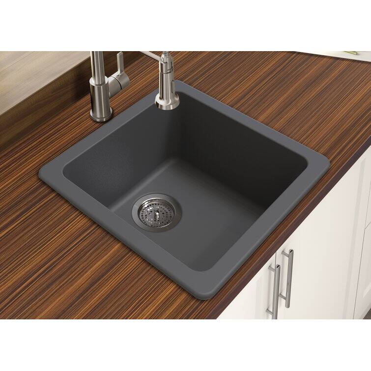 Angle. Winpro - Winpro Granite Composite 17 in. Dual Mount Bar Sink in Gray - Gray.
