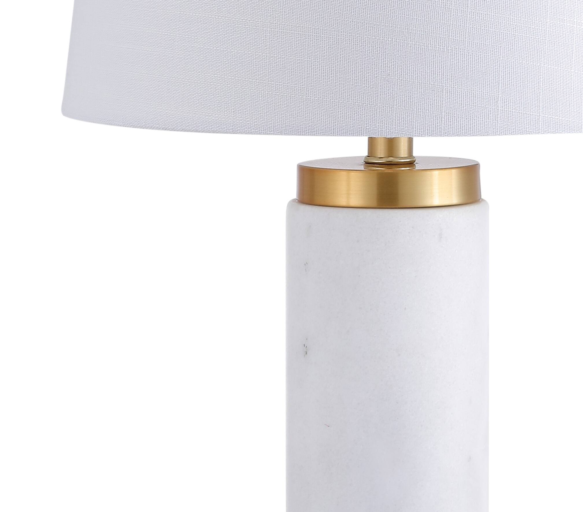 Alt View 6. Jonathan Y - Adams 23" Marble LED Table Lamp, White/Brass - White/Gold.