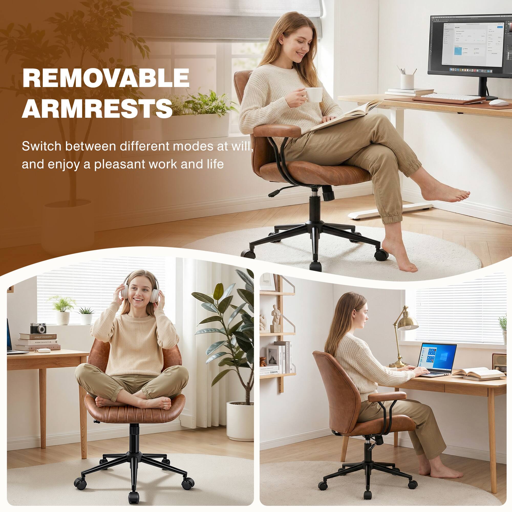 REMOVABLE ARMRESTS  
Switch between different modes at will, and enjoy a pleasant work and life