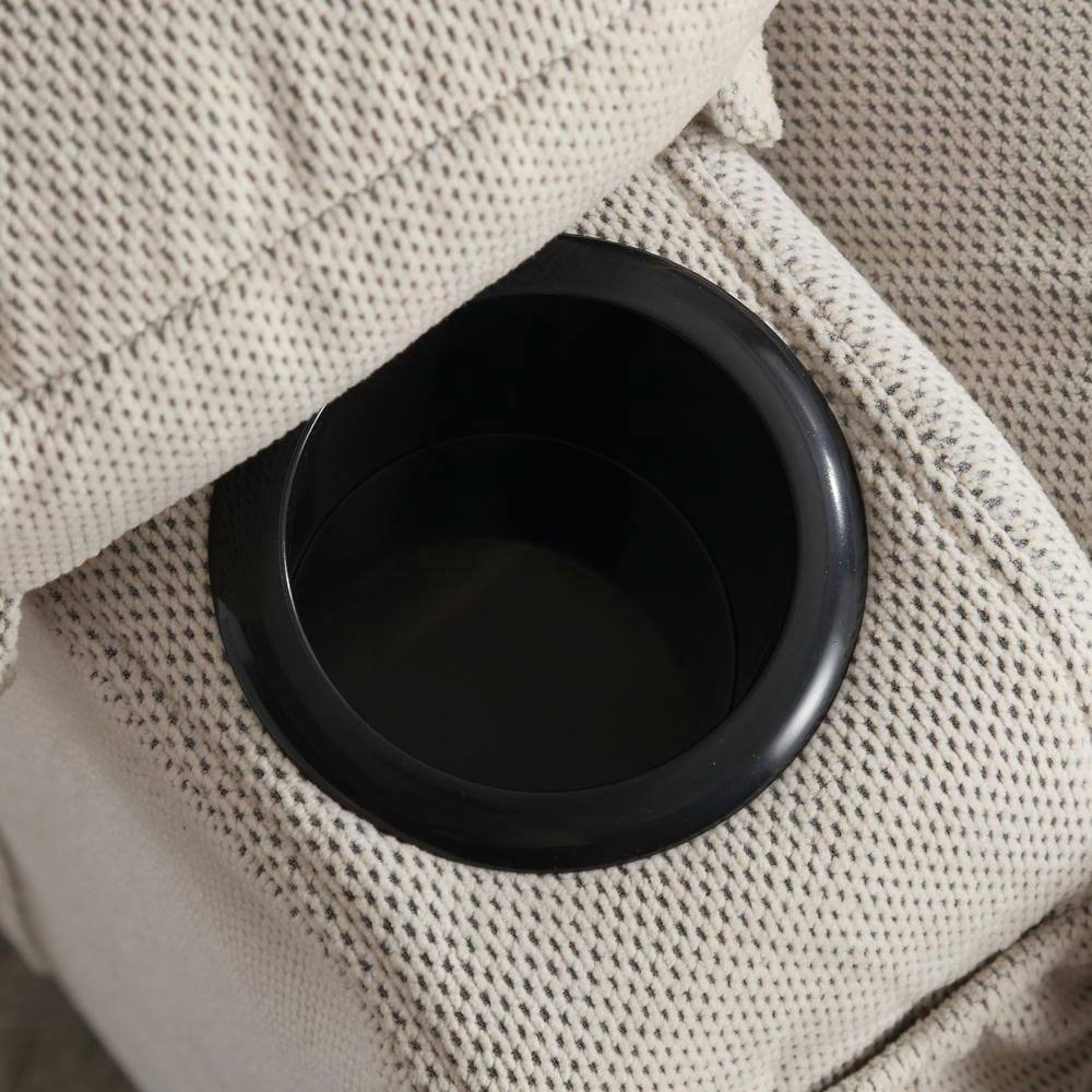 Alt View 2. Kadyn - Swivel Massage Recliner Chair, 8-Point Vibration & Heat, 360° Rotation, USB Port, Cup Holders, Beige - Beige.