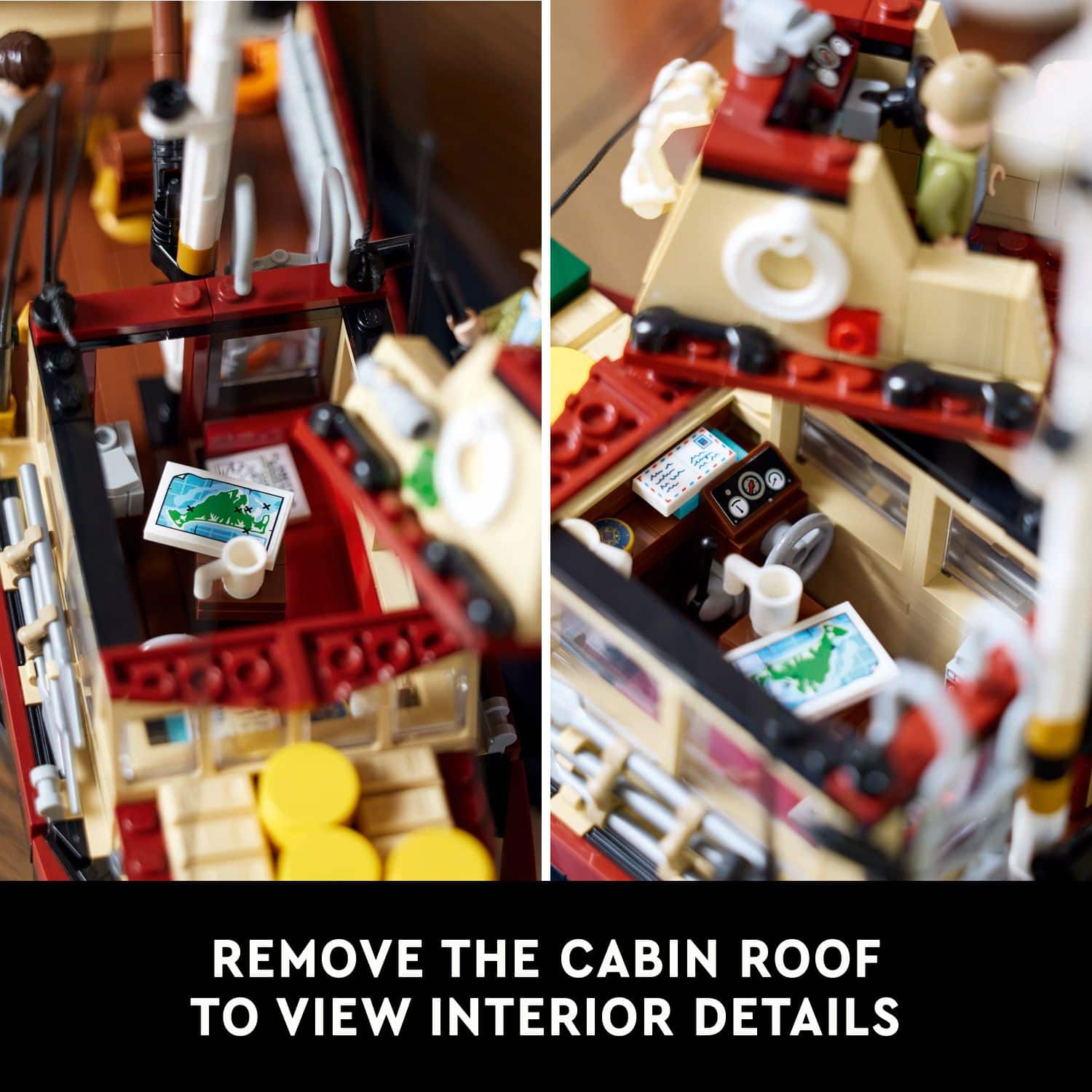 Remove the cabin roof to view interior details.