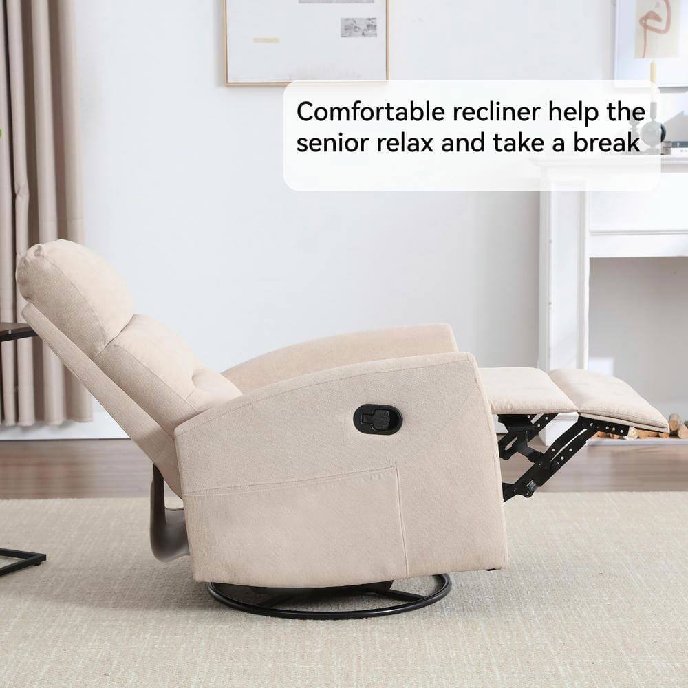 Comfortable recliner helps the senior relax and take a break.