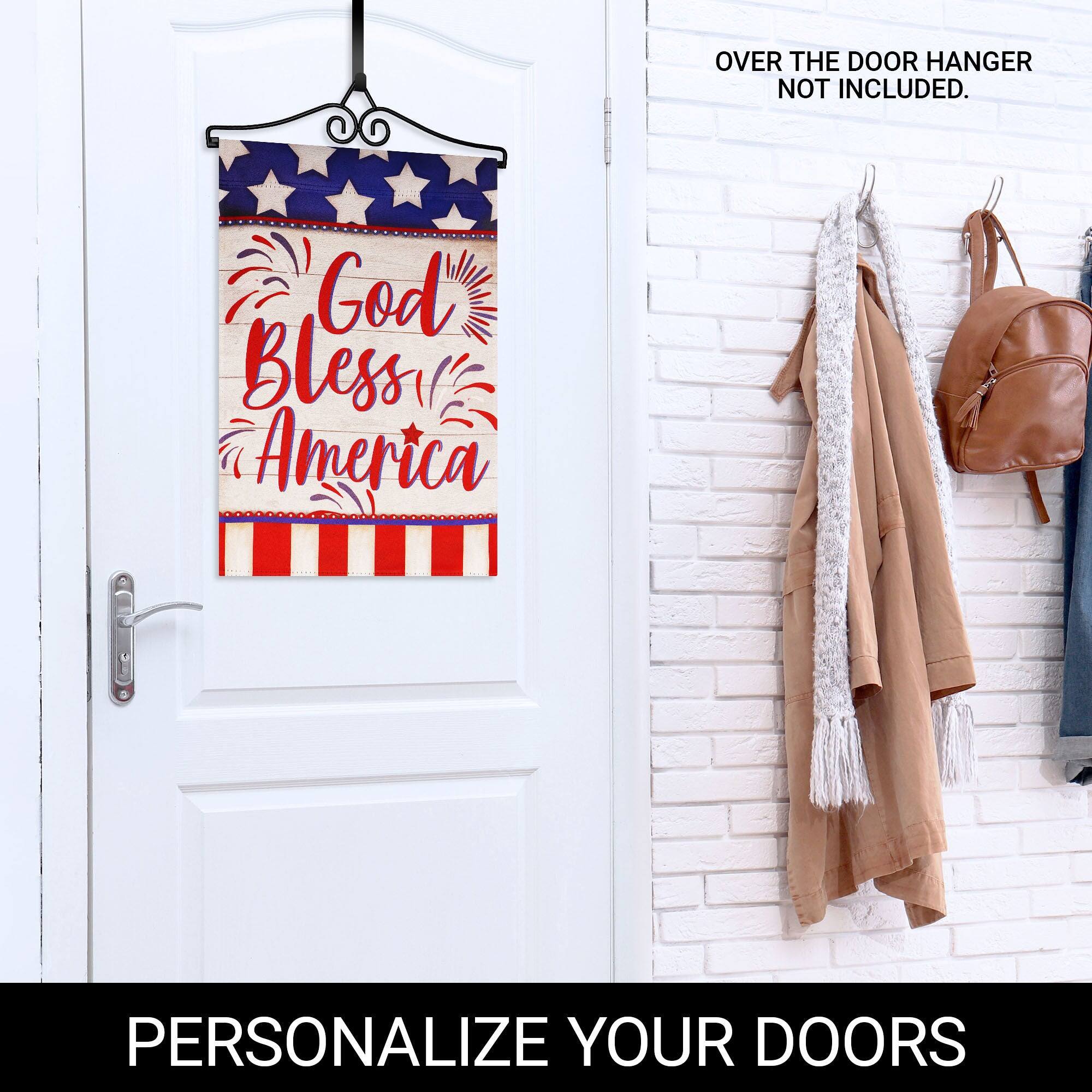 OVER THE DOOR HANGER NOT INCLUDED.  
God Bless America  
PERSONALIZE YOUR DOORS