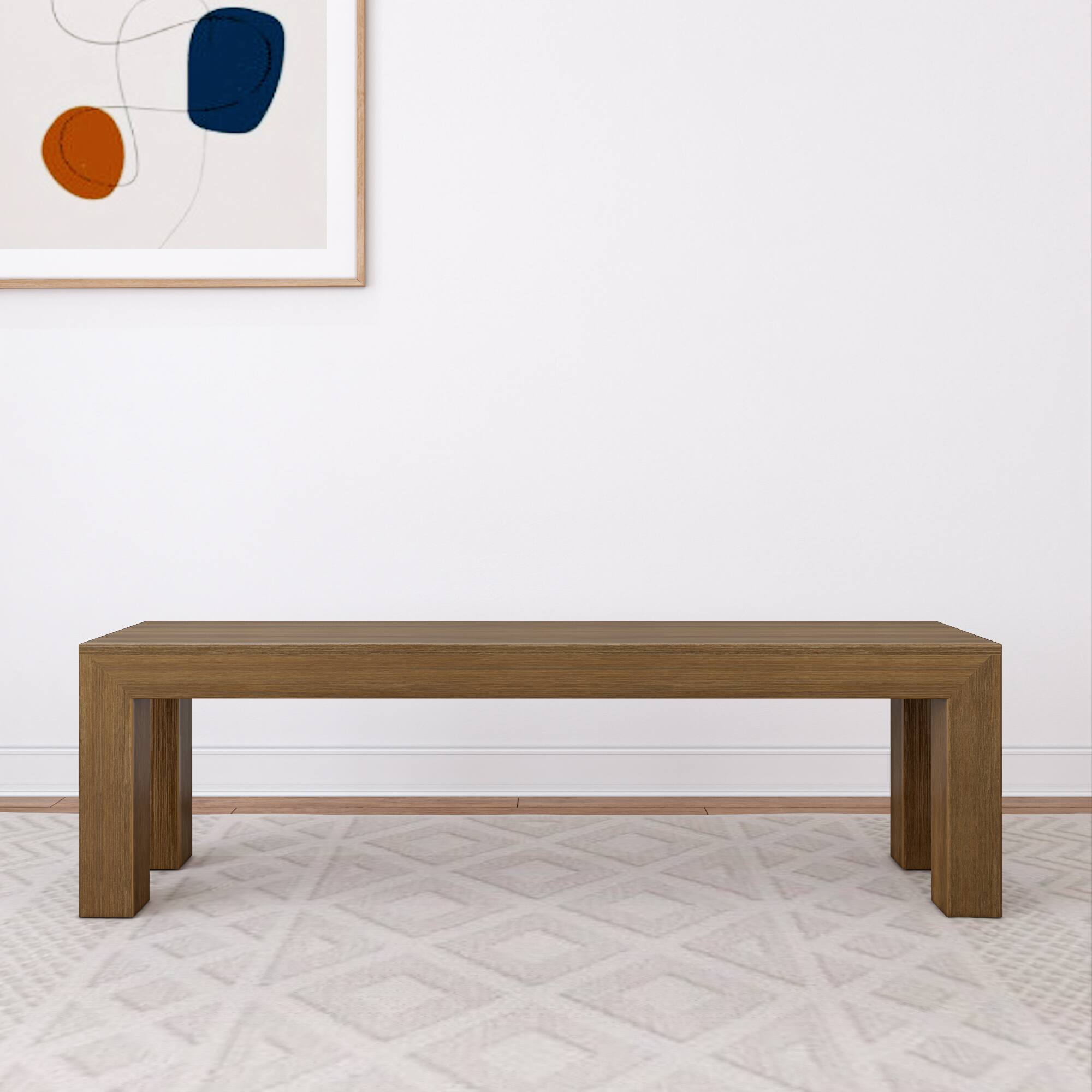 Alt View 1. Plank+Beam - Modern Dining Bench, Pecan Wirebrush - Pecan Wirebrush.