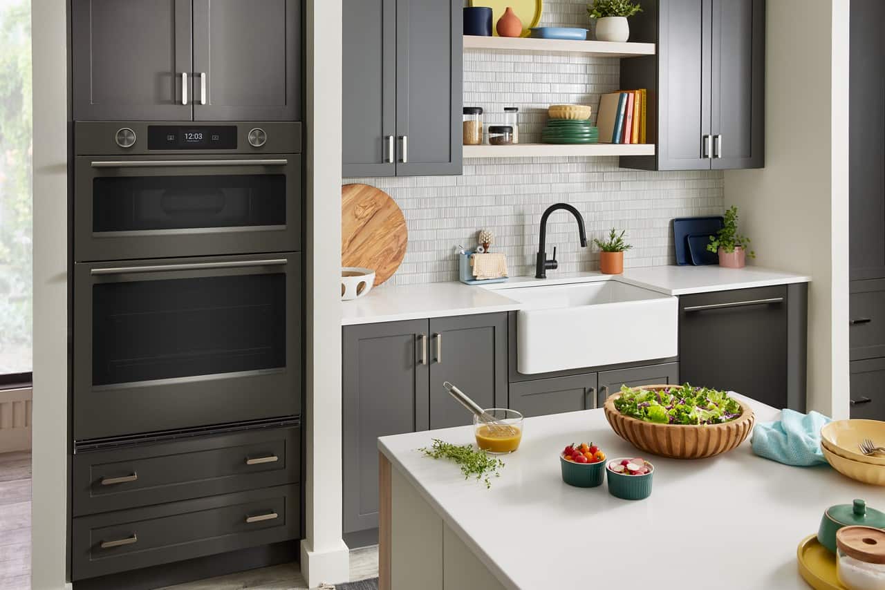 Alt View 13. KitchenAid - 30" Smart Built-In Electric Double Wall Combination with Microwave and Assisted Cook Cycles - Black Ore.