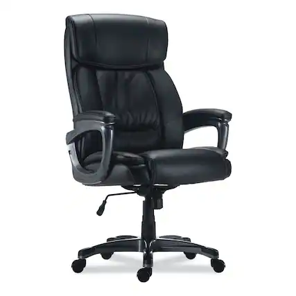Front. Alera - Egino Big and Tall Chair, Supports Up to 400 lb, Black Seat/Back, Black Base - Black.