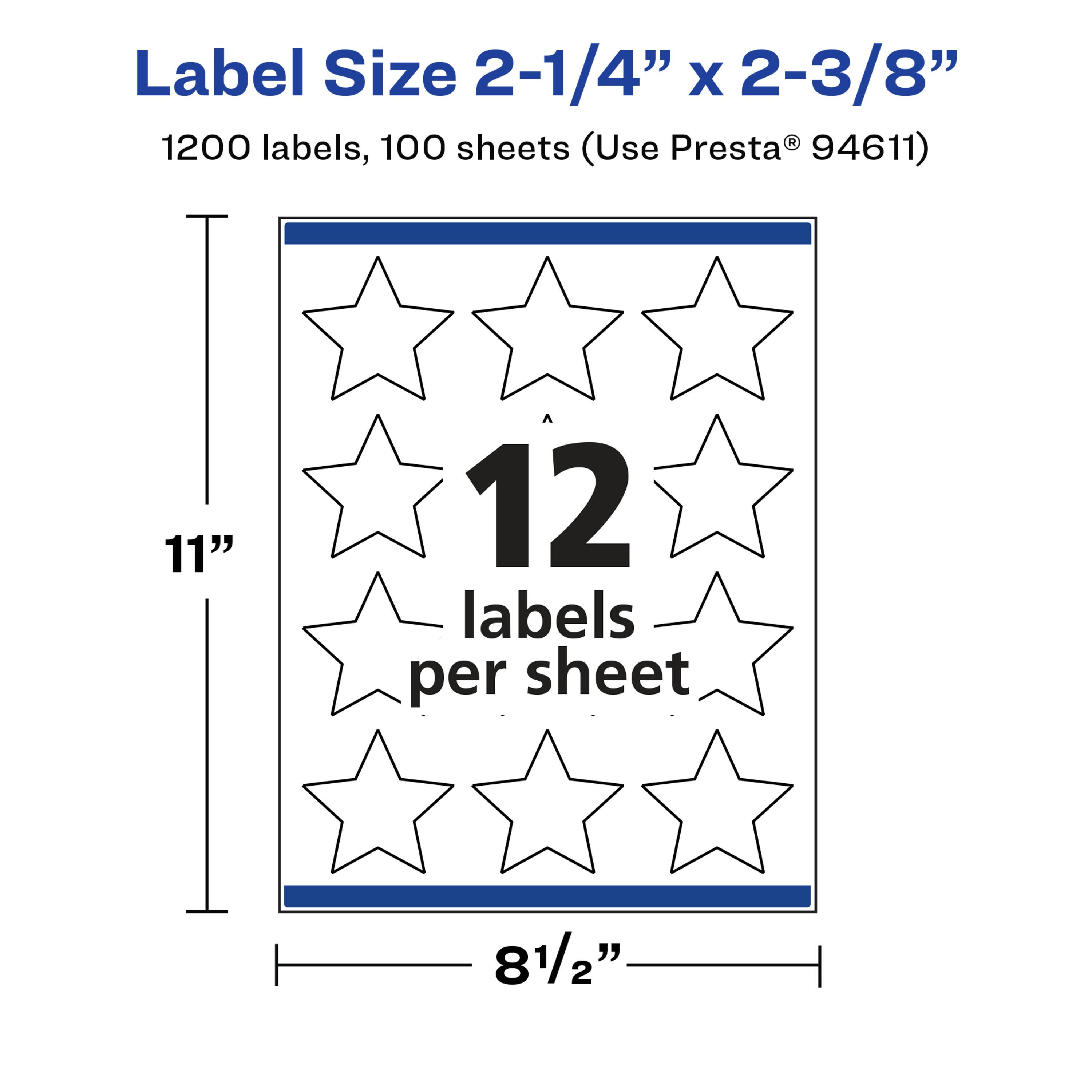 Avery Glossy Star Labels, 2 1/4