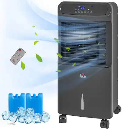 Front. Loheer - Loheer Portable Evaporative Cooler 3-in-1 Ice Cooling Fan Oscillating Swamp Cooler with Remote Black.