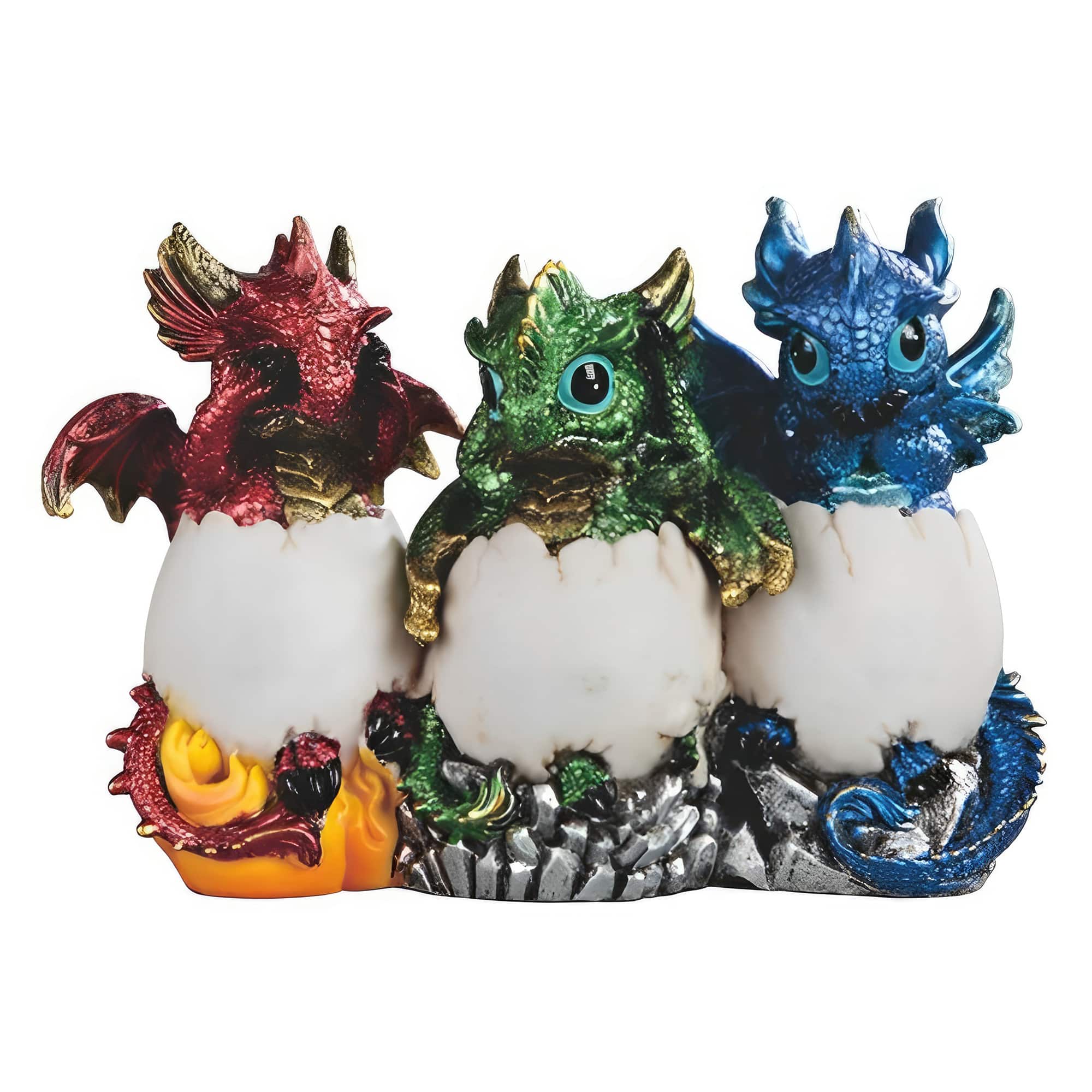 FC Design - 3-PC Set 7.75"W Wise Dragon in Eggs Figurine Statue Office Desk Tabletop Medieval Gaming Home Decor Gift - Multi-Color