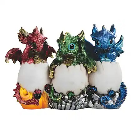 Front. FC Design - FC Design 3-PC Set 7.75"W Wise Dragon in Eggs Figurine Statue Office Desk Tabletop Medieval Gaming Home Decor Gift - Multi-Color.