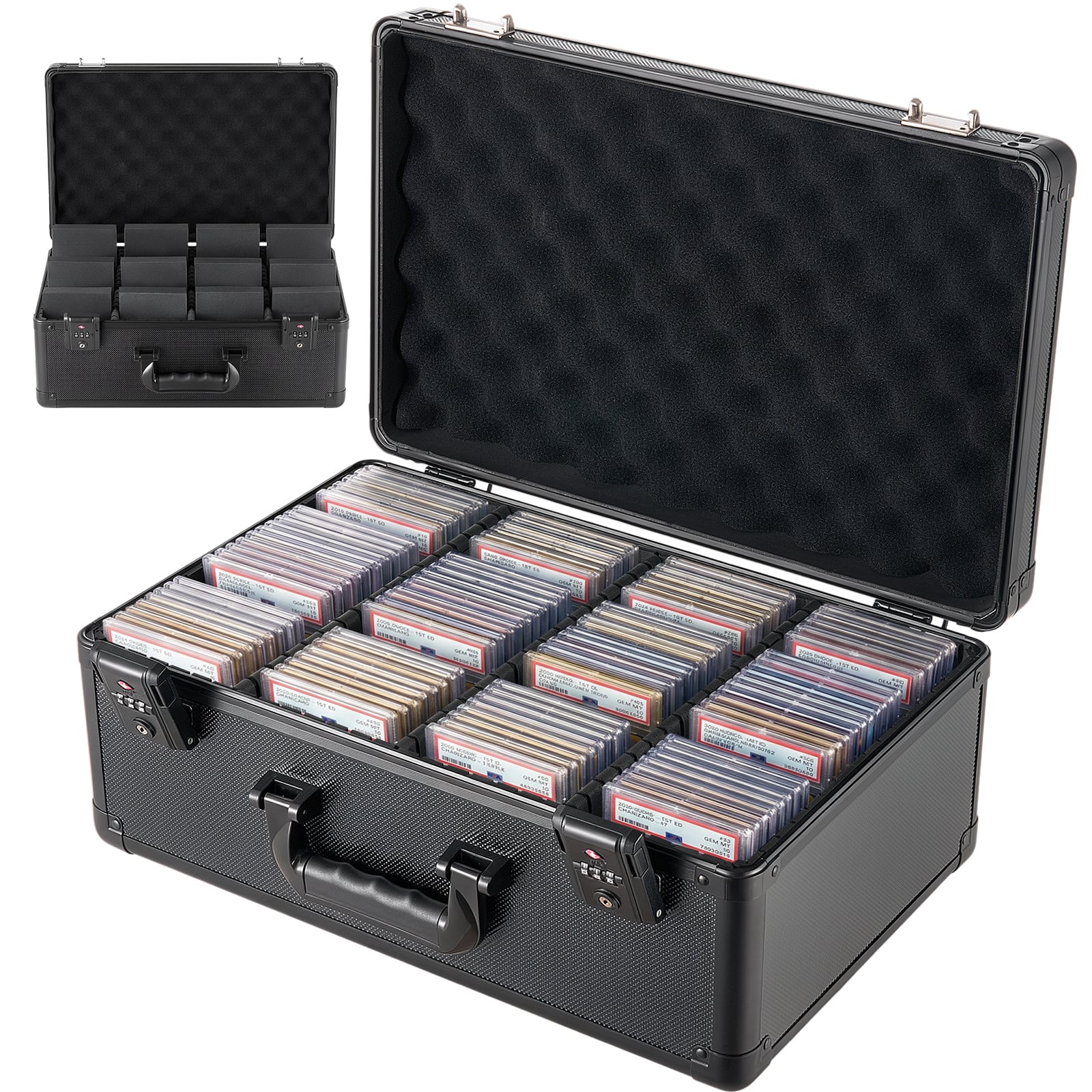 Vevor | | Graded Card Case 4 Row 152 PSA Slab Storage Box TSA Approved Lock, Baseball Sports Trading Cards Holder Collector | Black | Best Buy