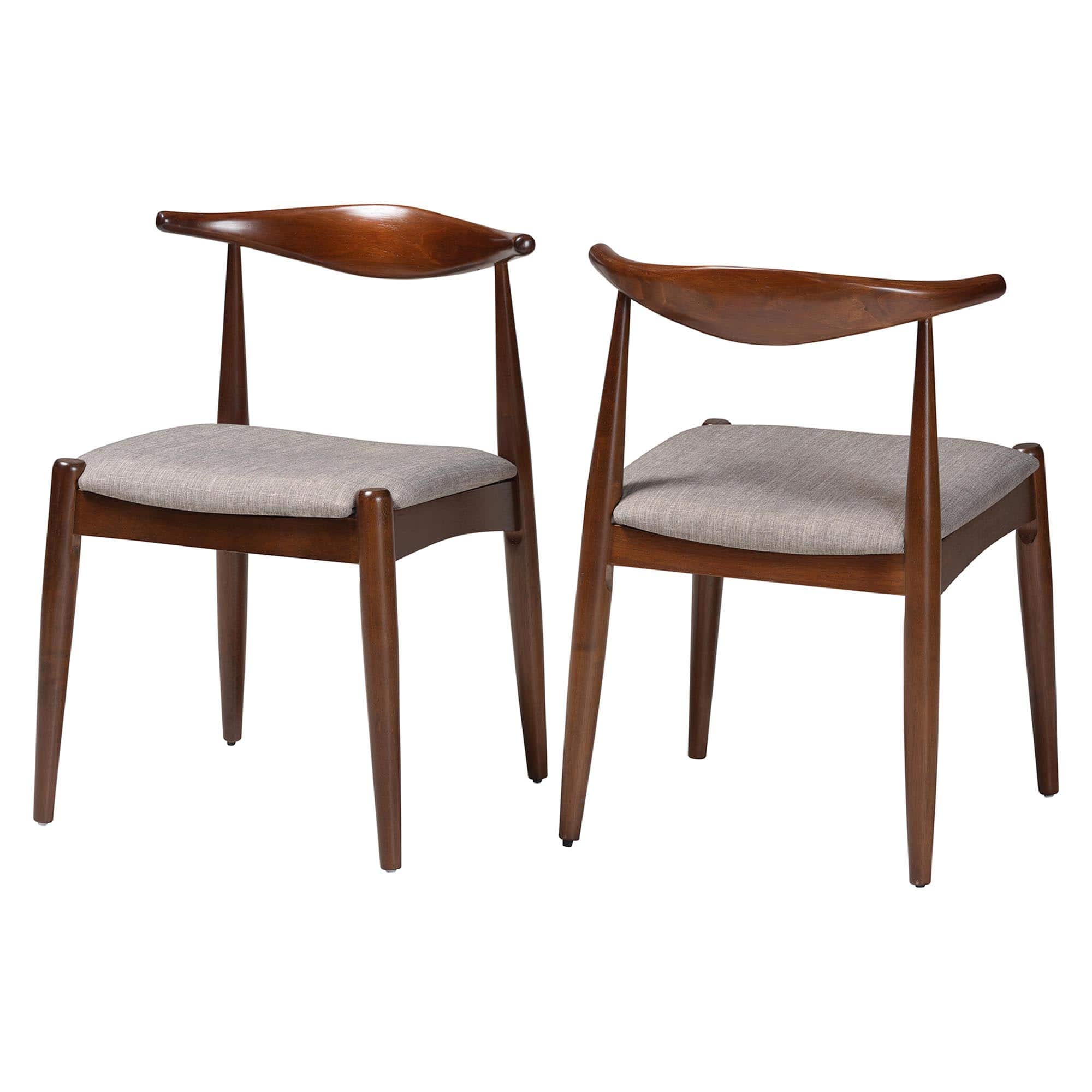 Baxton Studio - Amato Mid-Century Modern Fabric Upholstered Walnut Finished Wood Dining Chair Set - Light Gray/Walnut price history on PriceWatchPro