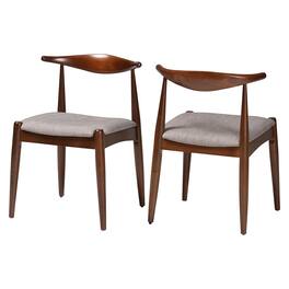 Baxton Studio - Amato Mid-Century Modern Fabric Upholstered Walnut Finished Wood Dining Chair Set - Light Gray/Walnut