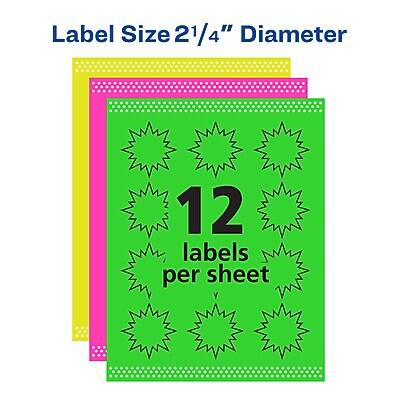 Label Size 21/4" Diameter  
12 labels per sheet