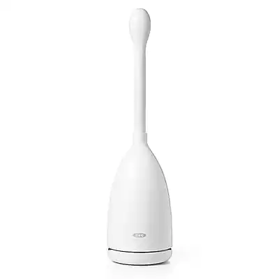 Front. OXO - OXO Good Grips Nylon Toilet Brush with Canister, White (12241600) - White.