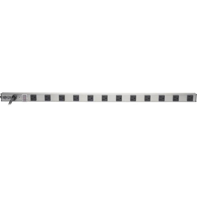 Front. Tripp Lite - Eaton Tripp Lite Series 12-Outlet Power Strip with Surge Protection, (10-15A & 2-20A), 15 ft. (4.57 m) Cord, 1650 - Black.