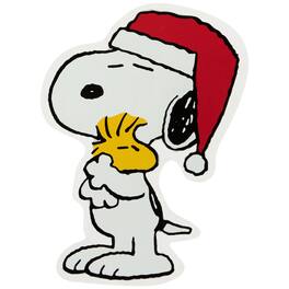 Northlight - Peanuts Snoopy Hugs Woodstock Double Sided Christmas Window Cling Decoration - 7" - White