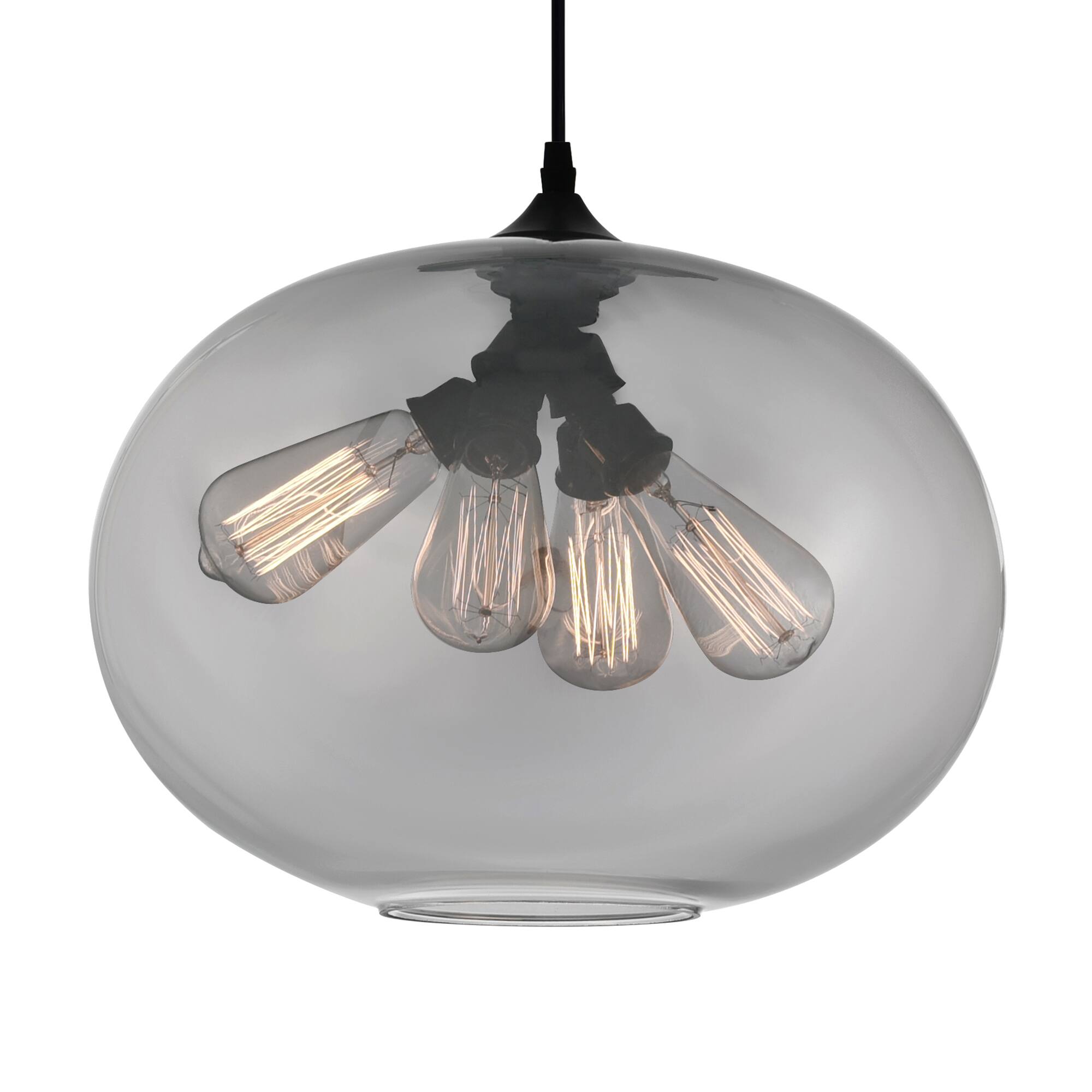 Angle. CWI Lighting - Glass 4 Light Down Pendant With Smoke Finish - Black.
