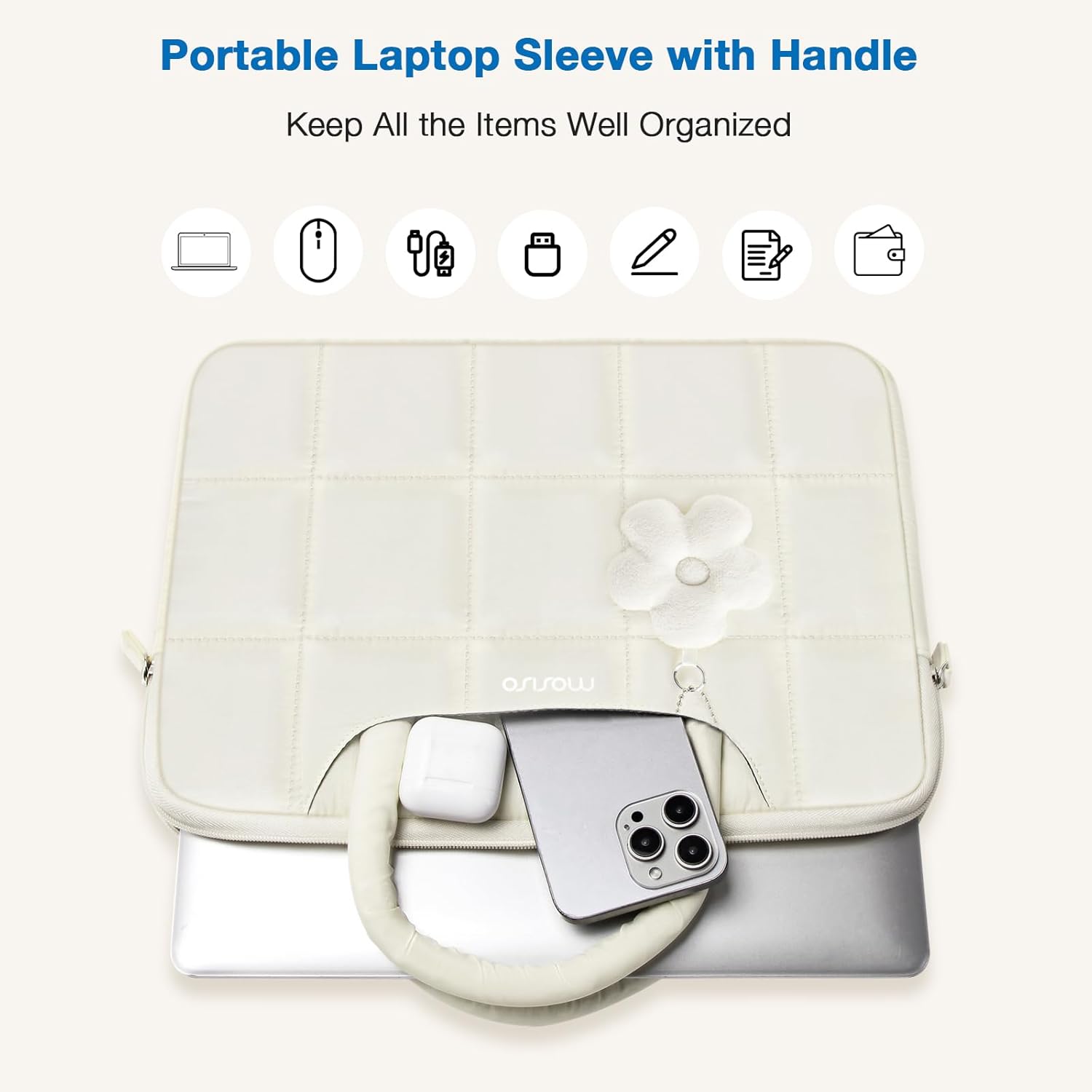 Portable Laptop Sleeve with Handle  
Keep All the Items Well Organized