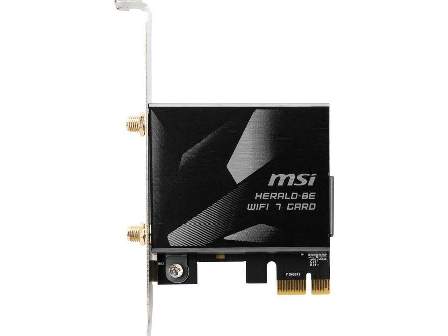 Bluetooth Router For Computer Msi MSI HERALD BE WIFI 7 MAX, NCM865 Tri Band Wi Fi 7 & Bluetooth 5.4 PCIe ...