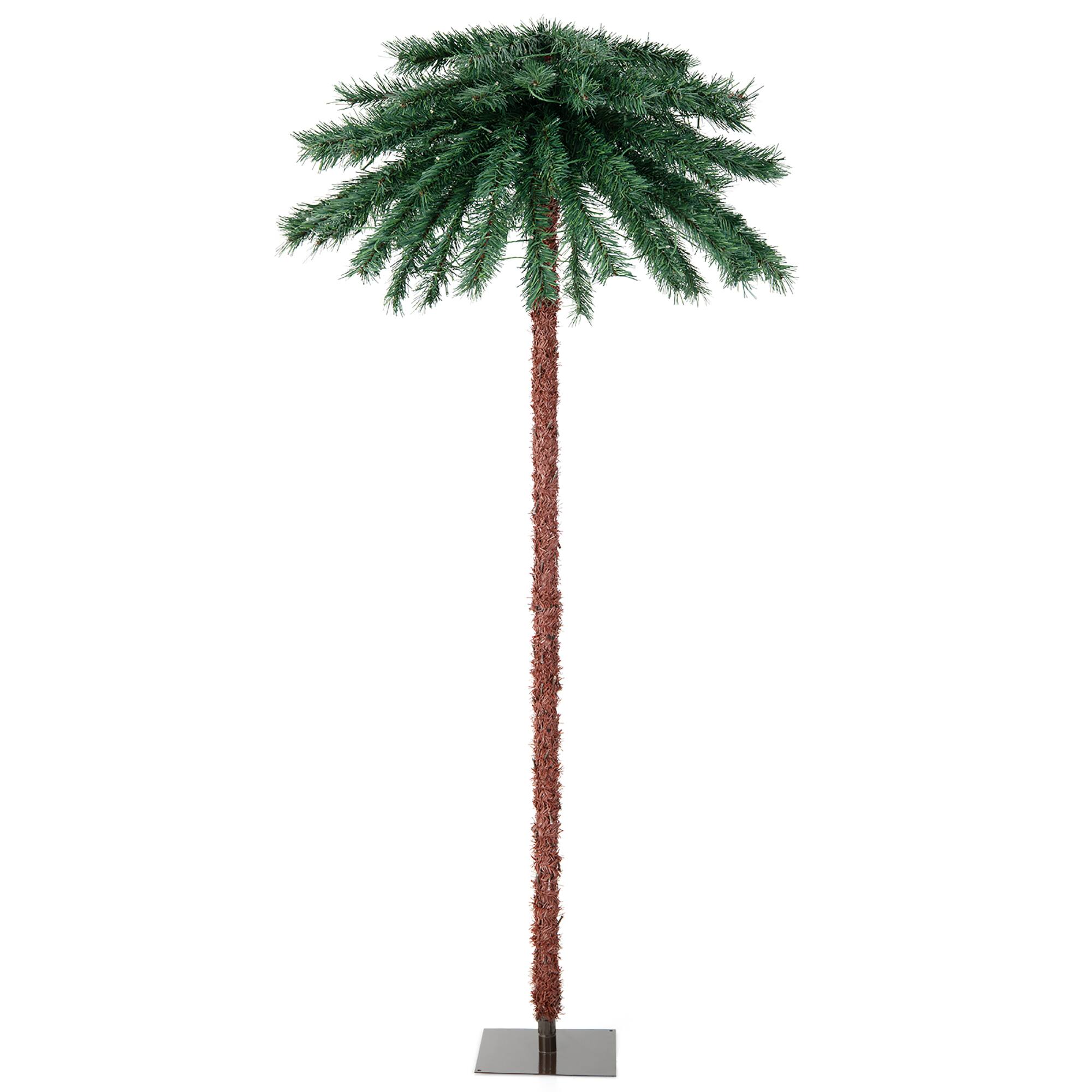 Alt View 9. Gymax - Gymax 6FT Artificial Palm Christmas Tree Pre-Lit Decor Tree w/ PVC Branch Tips & LED Lights - Green.