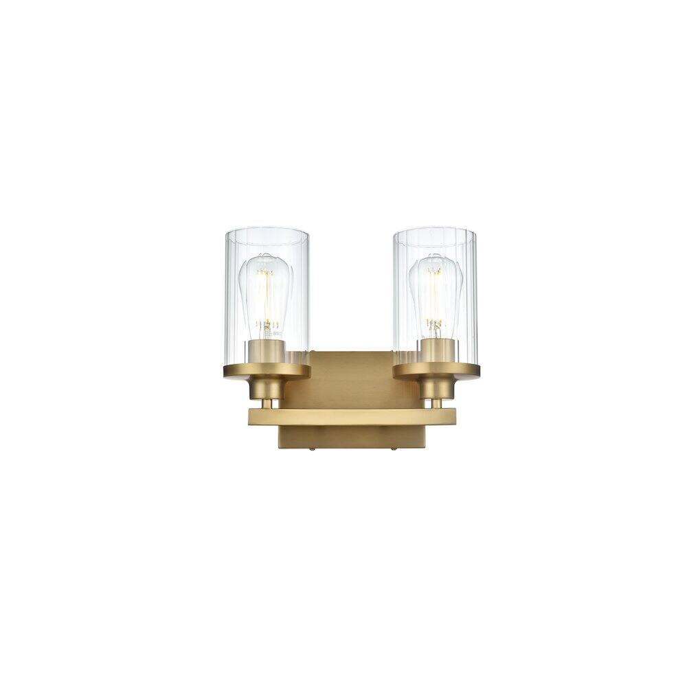 Back. Living District - Thane 11.5 inch Wall Sconce in Satin Gold - Satin Gold And Clear.