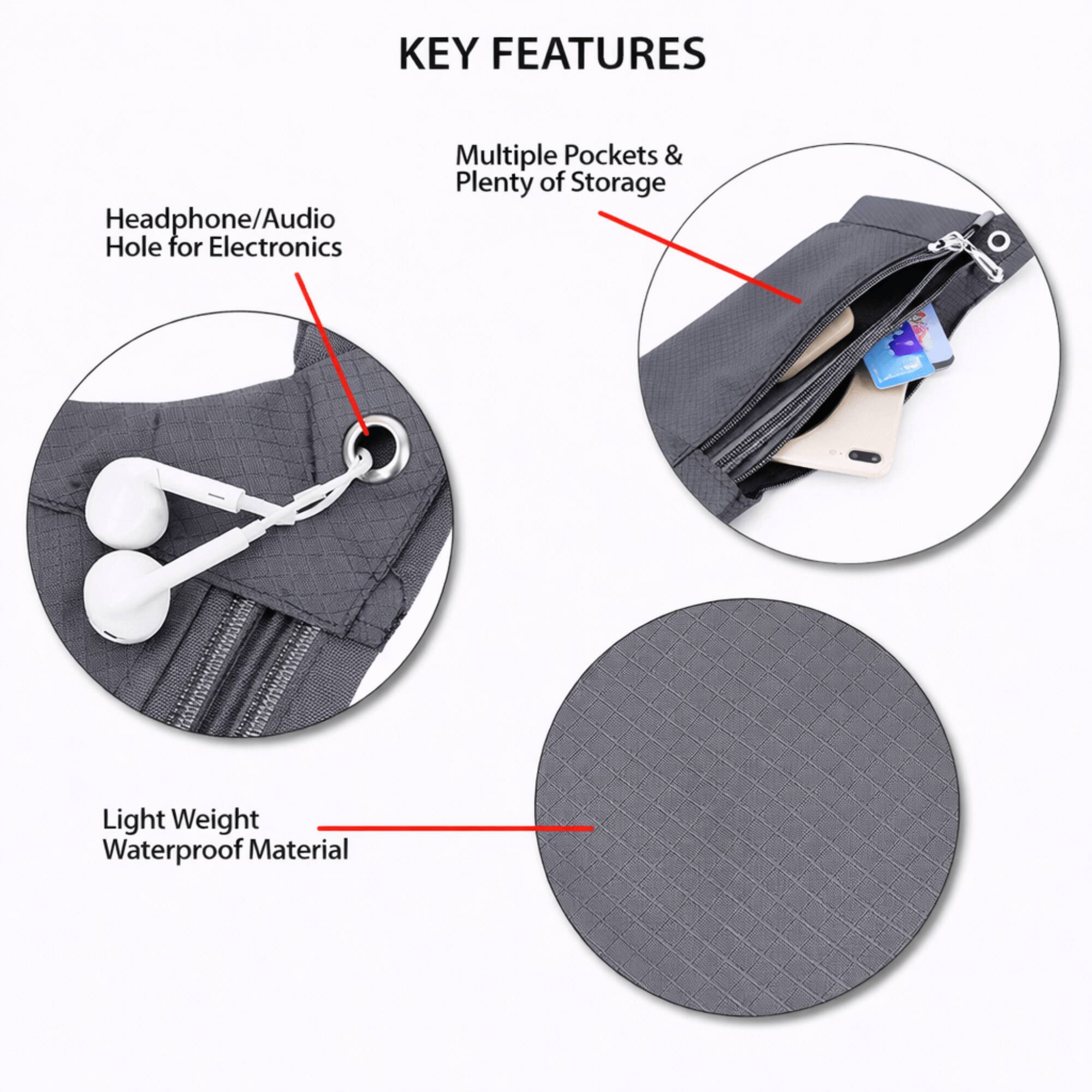 KEY FEATURES

- Headphone/Audio Hole for Electronics
- Multiple Pockets & Plenty of Storage
- Light Weight
- Waterproof Material