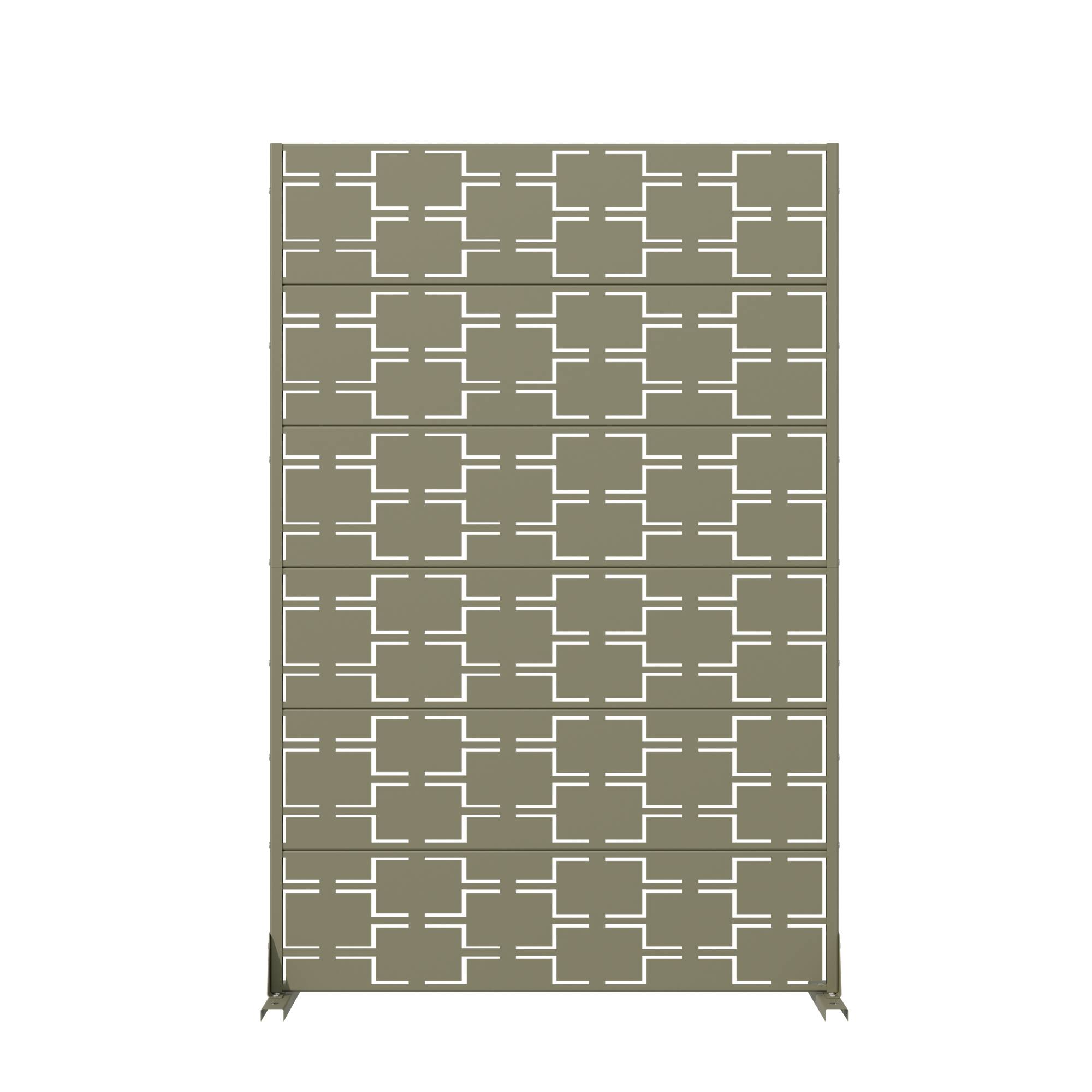 Alt View 3. PexFix - 72" x 47" Outdoor Privacy Screen Metal Freestanding Patio Screen with Modern Geometric Cutouts Decorative - Olive Gray.