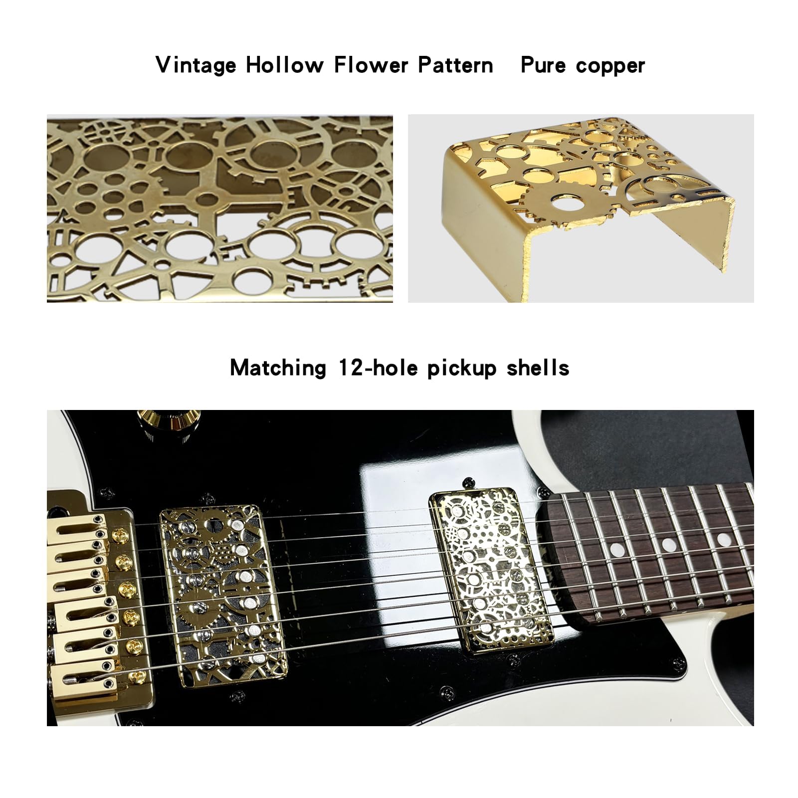 Vintage Hollow Flower Pattern  
Pure copper  

Matching 12-hole pickup shells