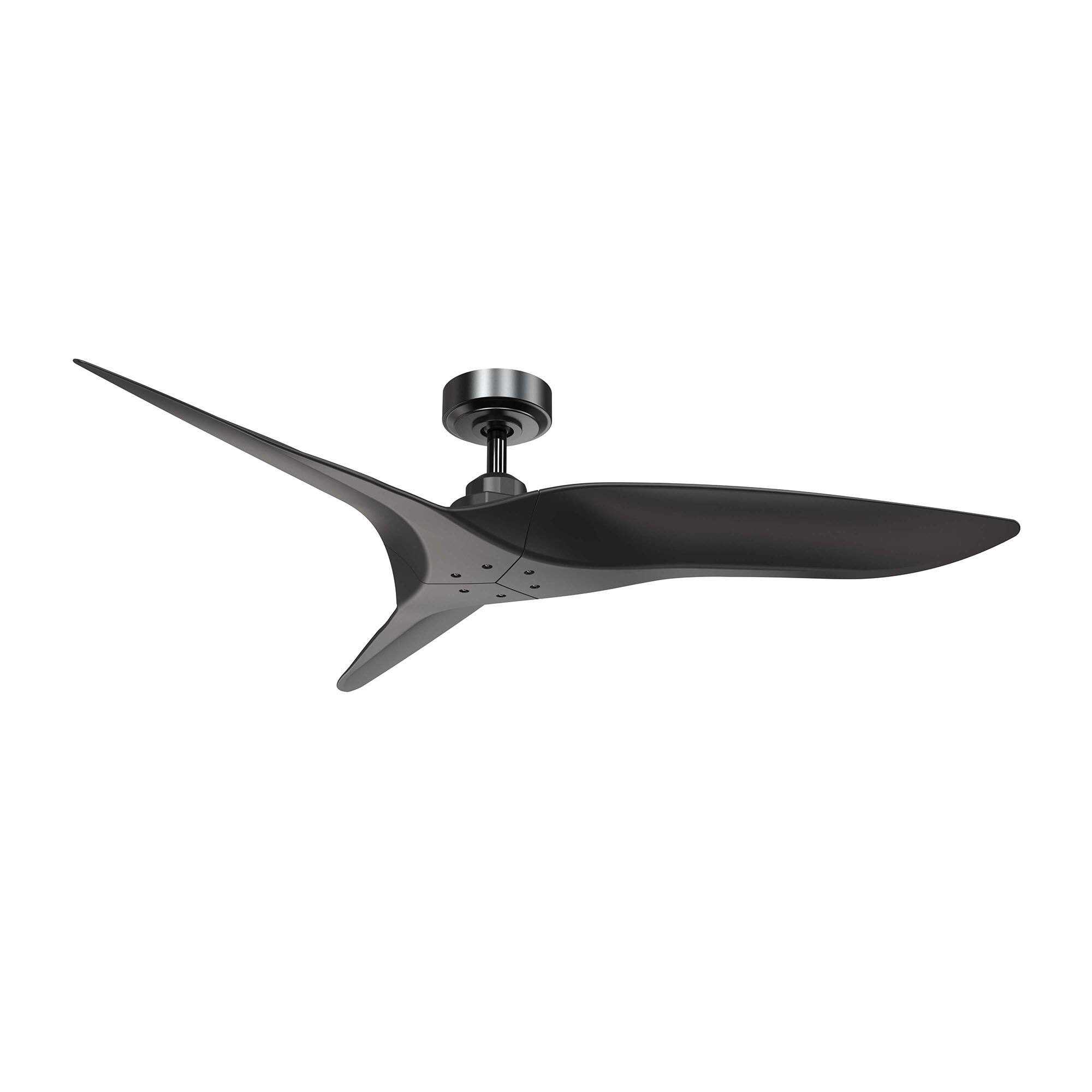 Alt View 2. Parrot Uncle - 52" Modern Black DC Motor No Light Ceiling Fan with Remote - Black.