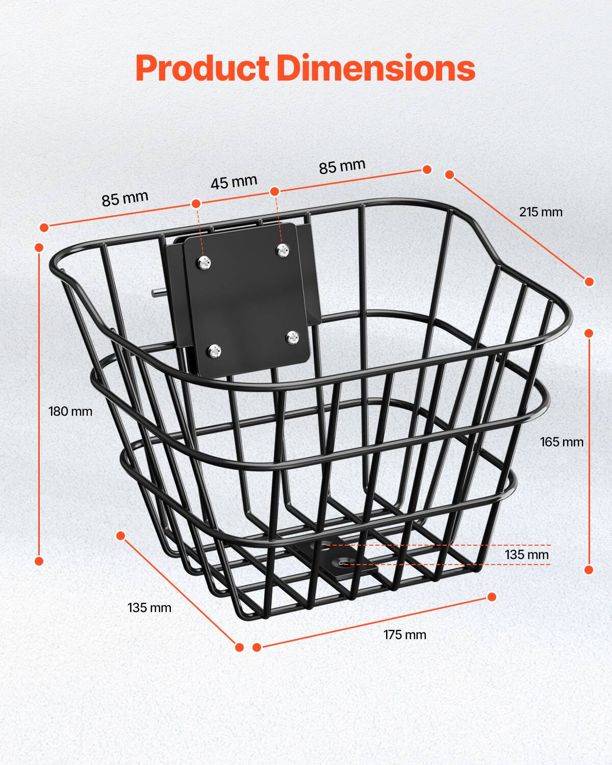 Product Dimensions

- 85 mm
- 45 mm
- 85 mm
- 215 mm
- 180 mm
- 165 mm
- 135 mm
- 135 mm
- 175 mm