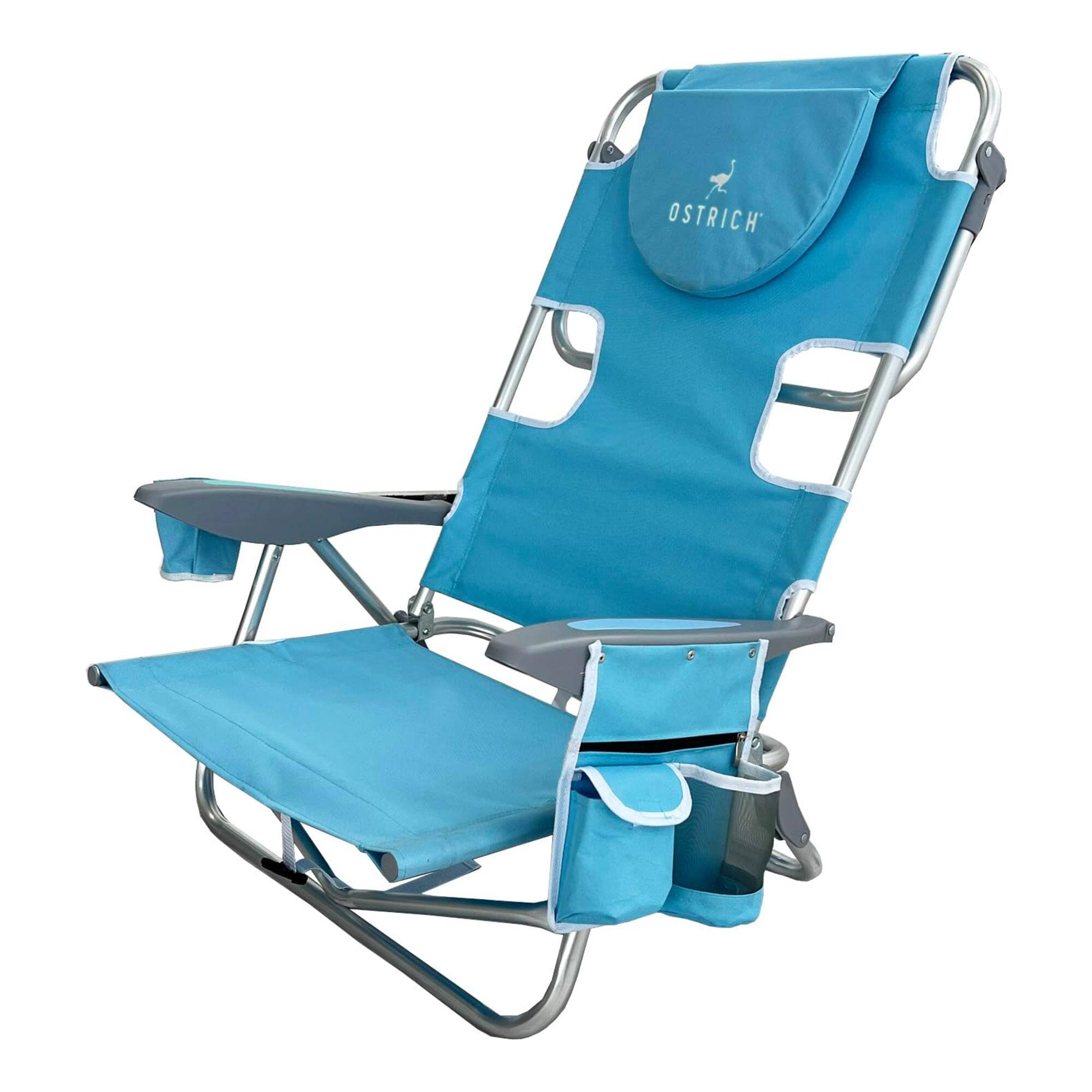 Front. Deltess - Deltess Ostrich Deluxe On Your Back Aluminum Chair with Cooler Bag, Light Blue - Light Blue.
