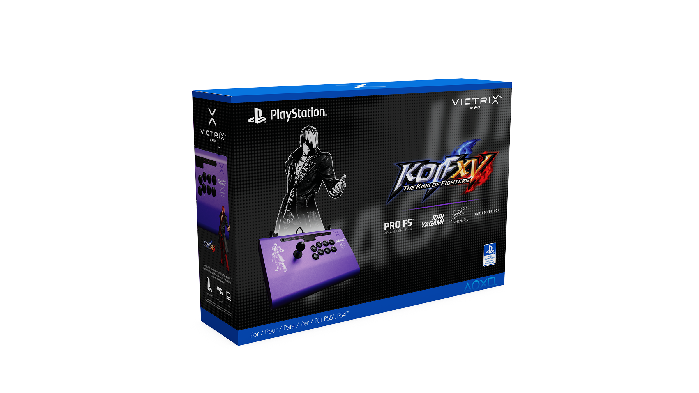 VICTRIX  
10 X  
YOLR  
VICTRIX - PlayStation.  
KOFXV  
THE KING OF FIGHTERS XV  
PRO FS  
JORI YAGAMI  
For a / Para / Pour / For PS5, PS4