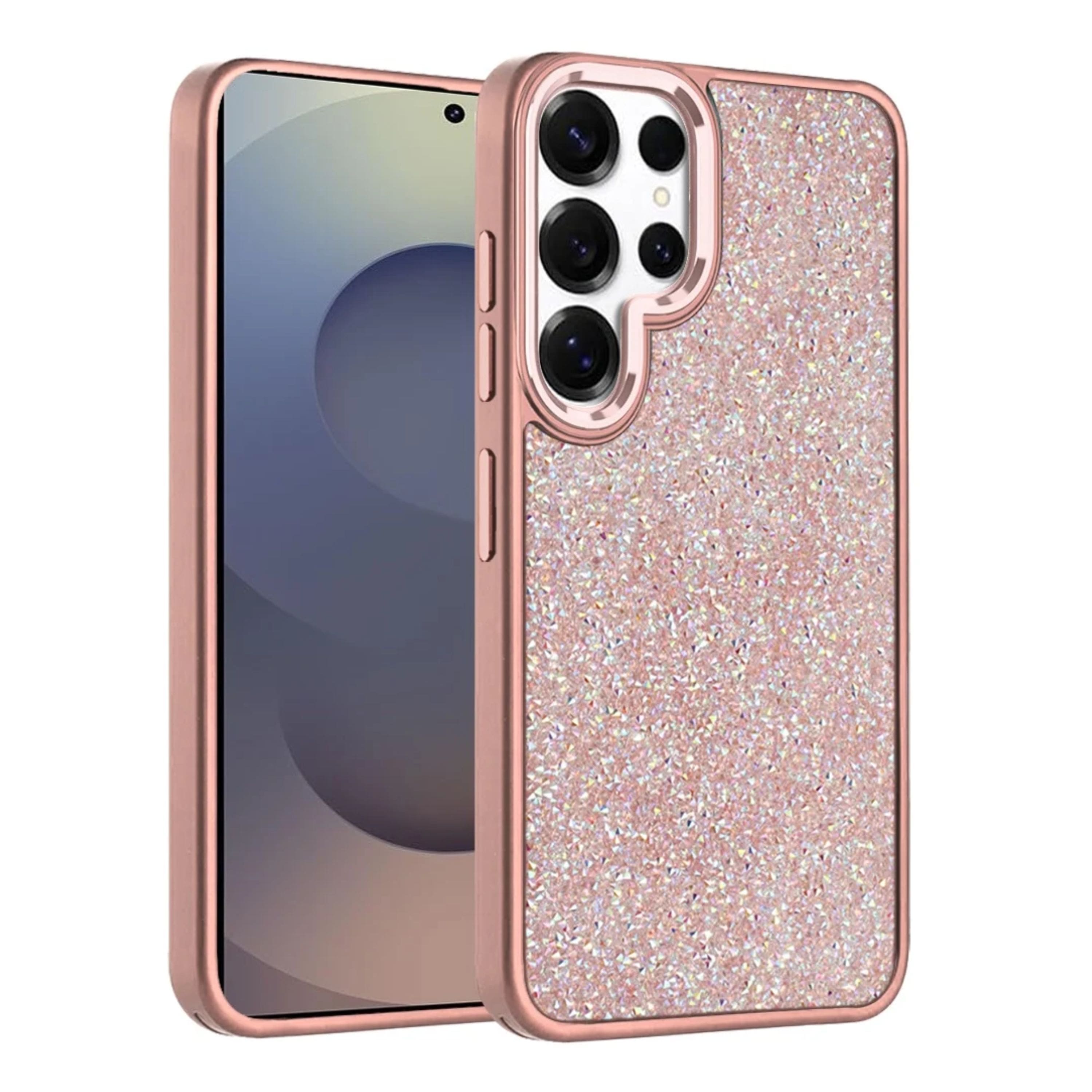 Kitcheniva - Full Crystal Bling Metallic Buttons Phone Case With Tempered Glass For Samsung Galaxy S25 Ultra - Rose Gold price history on PriceWatchPro